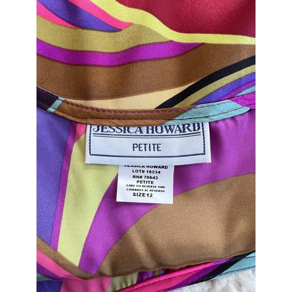 Vtg Womens Satin Psychedelic Colorful Bold Swirl Cropped Tank 12 Retro Geometric - Picture 5 of 7